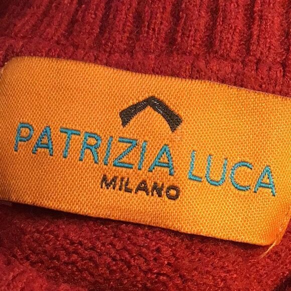 Patrizia Luca Milano Red Knit Mock Neck Curve Hem Pullover Tunic Sweater - Picture 14 of 16